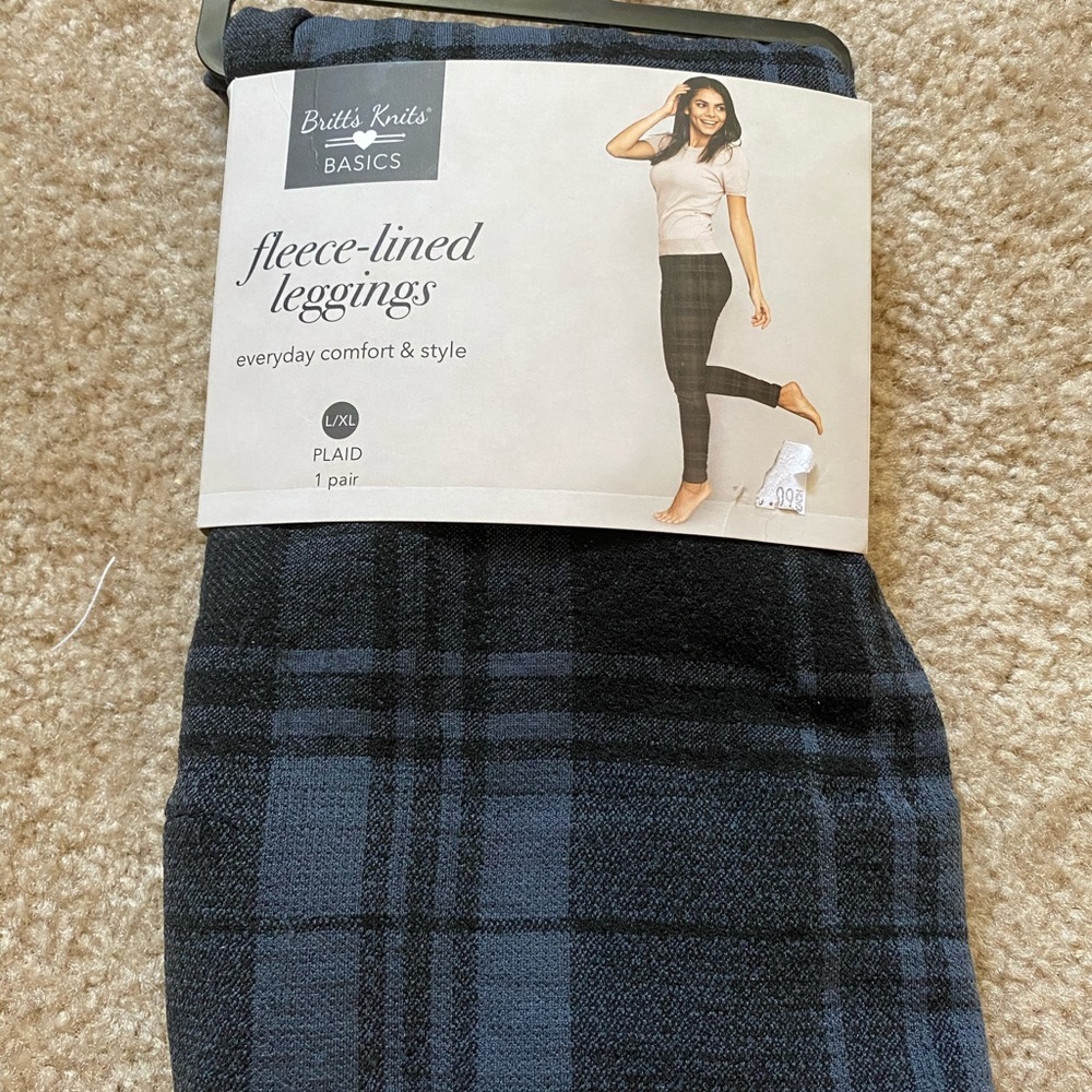 Fleeced lined leggings, L/XL, Plaid